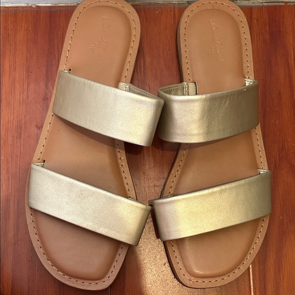 Universal Thread Metallic Gold Slide Sandals
